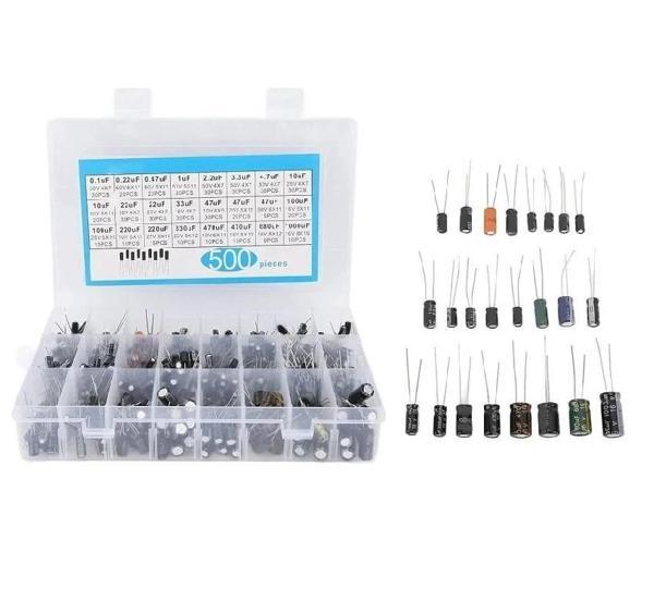 Elektrolitik Kondansatör Seti Kutuplu 500 Adet 24 Farklı Değerde - Kutulu - Image 1