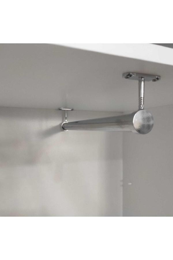 Deltaaks Dolap Içi (25 Cm) Krom Yuvarlak Askı Borusu( Askı Borusu +Flanş+Vida) Dolap İçi Düzenleyiciler Gri Y - Image 1