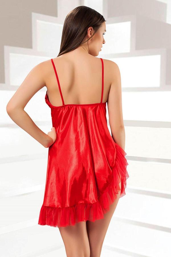 Kırmızı Saten Gecelik - M-308 - Image 1