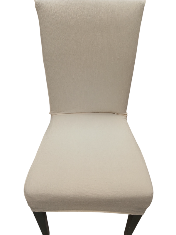 MANDAŞ 6LI SET Jakarlı Lastikli Eteksiz Sandalye Kılıfı-Ağaç Kabuğu Desen Krem - Image 1