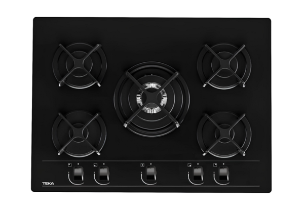 TEKA HF LUX 70 BK SİYAH ÖZEL DÜĞMELİ 70 CM. 5 GÖZLÜ GAZLI ANKASTRE CAM OCAK - Image 1