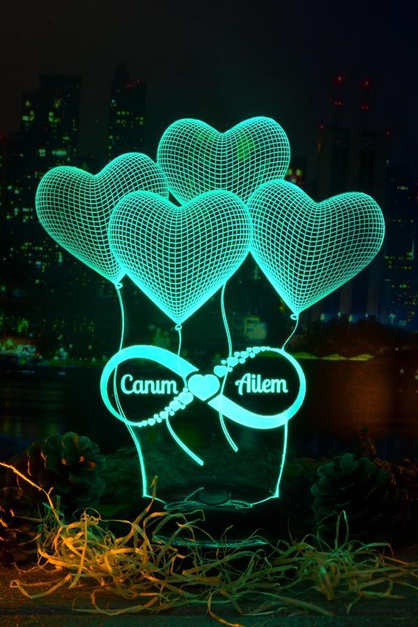Sonsuz Aşk 3 Boyutlu Kişiye Özel Konsept Hediye Led Lamba - Image 1