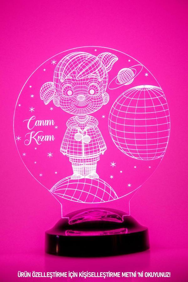 Küçük Kız 3 Boyutlu Kişiye Özel Konsept Hediye Led Lamba - Image 1