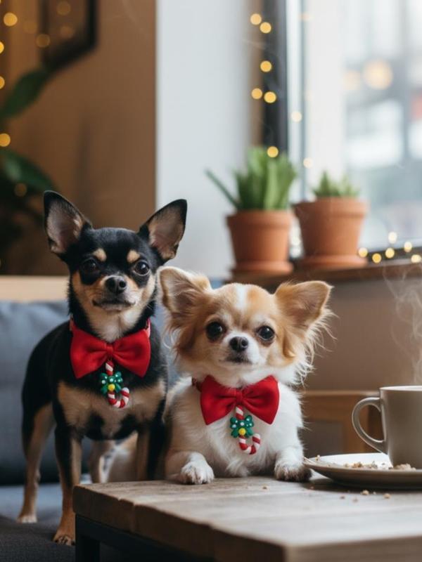 Christmas Candy Yılbaşı Köpek Papyon Tasması | Kırmızı Fiyonk Boyun Aksesuarı | Noel Temalı Köpek Süsü - Image 1
