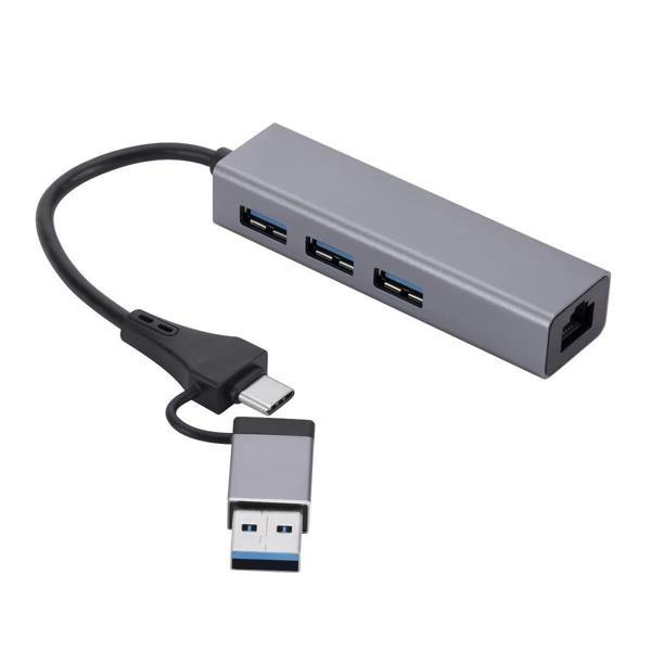 Ga87 USB 3.0 ve Type-C to 3x USB 3.0 LAN Hub Adaptör RJ45 Ethernet 1000Mbps - Image 1