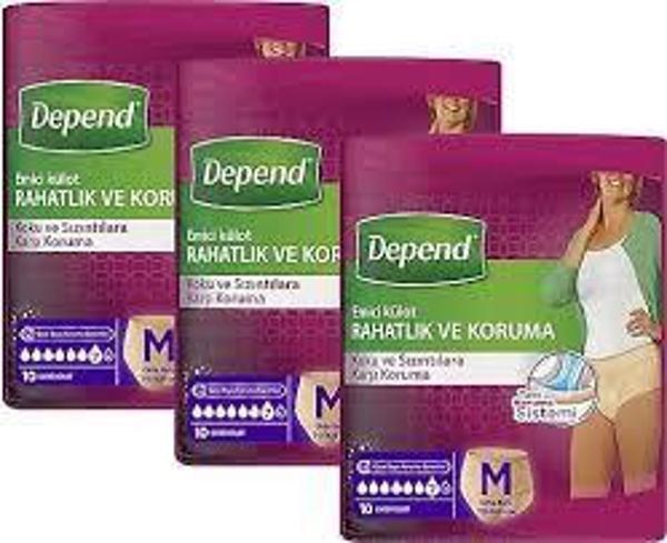 Depend Kadın Emici Külot Medium 10'lu - 3 Adet - Image 1