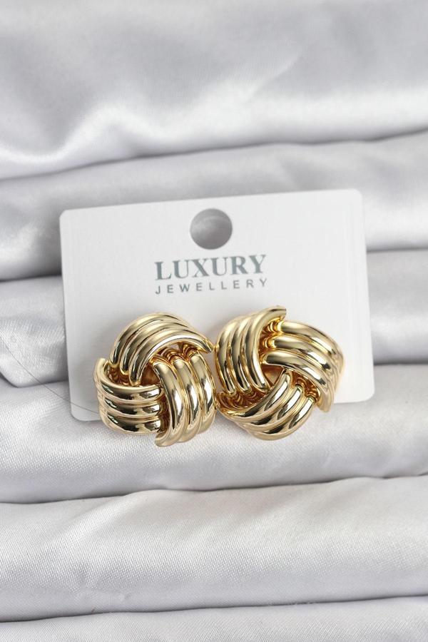 Zarif Kulaklar için Golden Pirinç Yapım Sarmal Kadın Küpe - Image 1