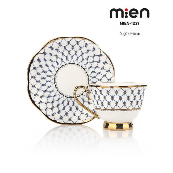 MİEN 2 Kişilik 90 ml YaldızlI Porselen Fincan Takımı - Image 1