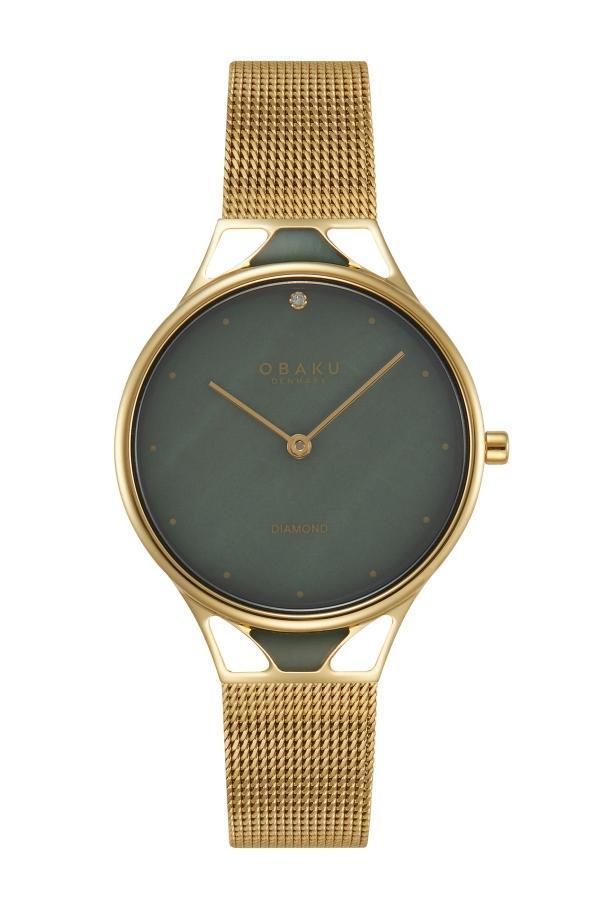 Obaku Denmark V302LXGEMG Quartz Hasır Altın Rengi Yeşil Kadran 32 mm Kadın Kol Saati - Image 1