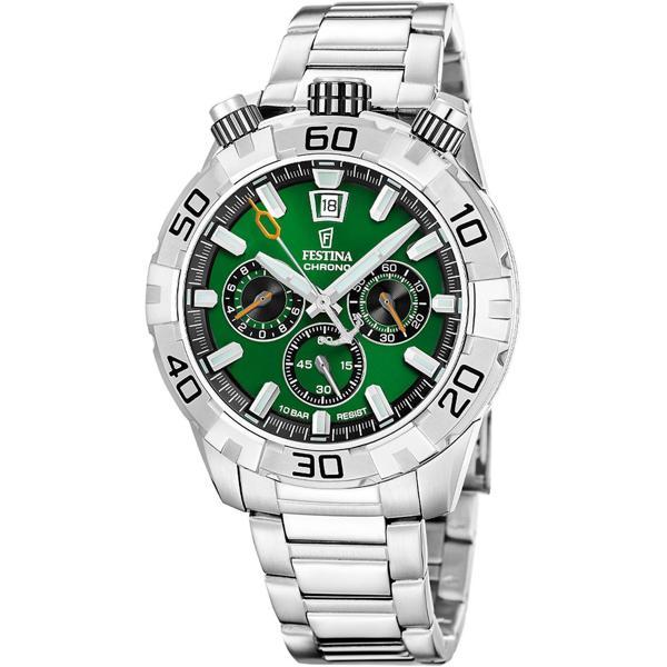 Festina F20743/2 Quartz Çelik Gri Yeşil Kadran 10 ATM 45 mm Erkek Kol Saati - Image 1