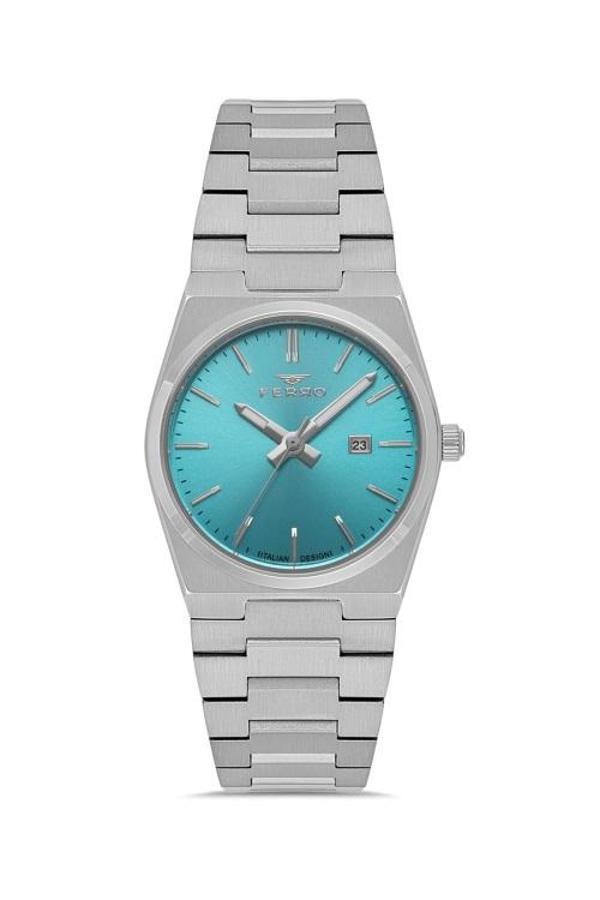 Ferro Quartz Çelik Gri Turkuaz Kadran 32 mm Kadın Kol Saati - Image 1