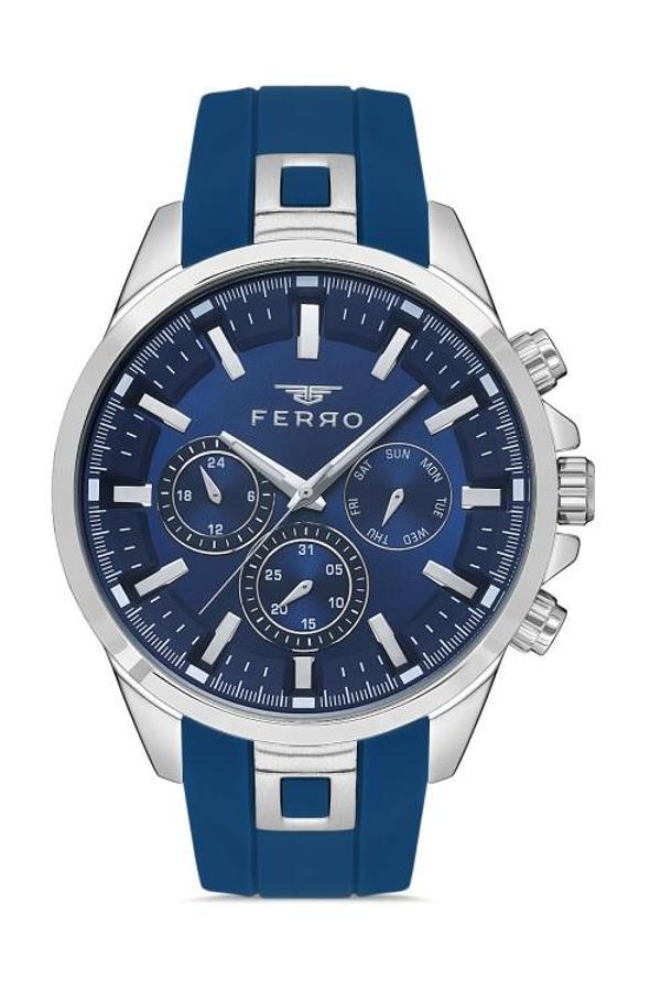 Ferro FM11379DWT-L3 Quartz Silikon Lacivert 46 mm Erkek Kol Saati - Image 1