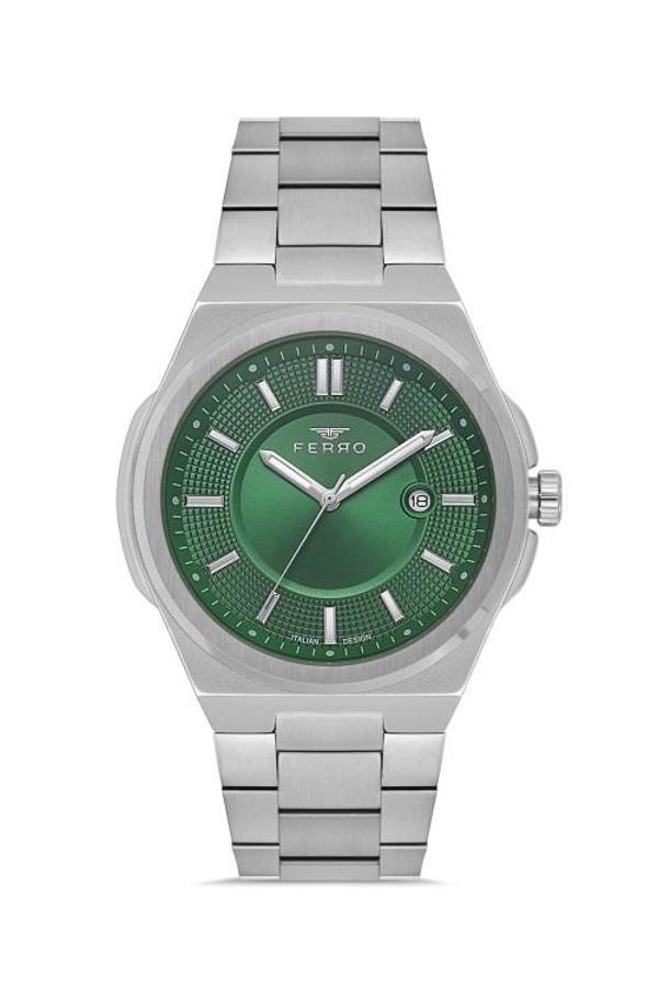 Ferro F11500AWT-A6 Quartz Çelik Gri Yeşil Kadran 42 mm Erkek Kol Saati - Image 1