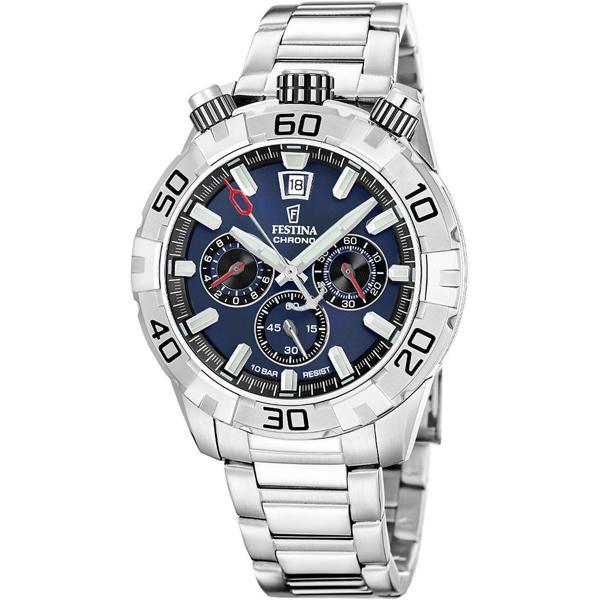 Festina F20743/1 Quartz Çelik Gri Mavi Kadran 10 ATM 45 mm Erkek Kol Saati - Image 1