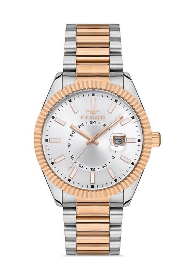Ferro F11288A-E   43 mm Silver/Rose Erkek Kol Saati - Image 1