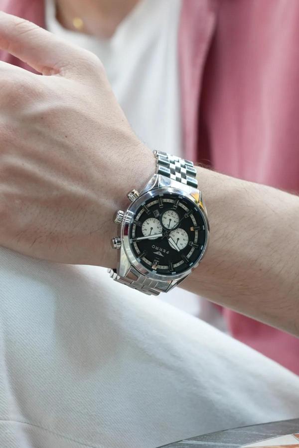 Ferro FM11507A-A2 Quartz Çelik Gri Siyah Kadan 41 mm Erkek Kol Saati - Image 1