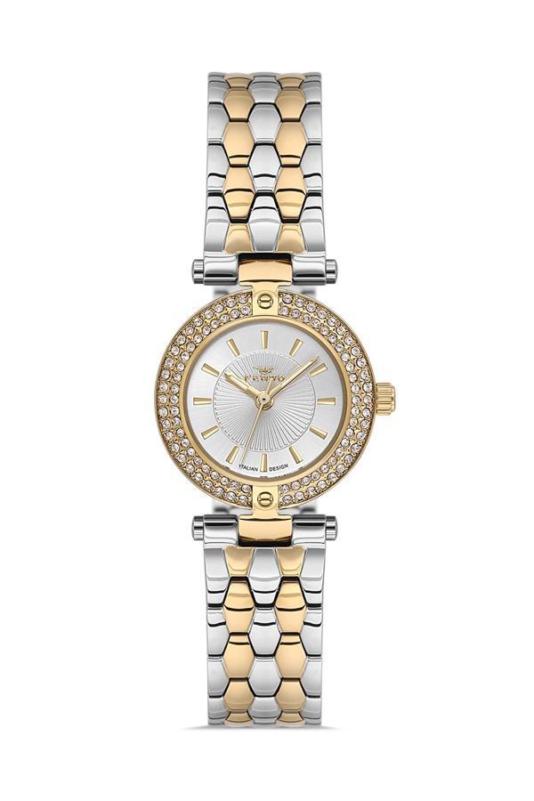 Ferro FL21608AWT-D Quartz Çelik Altın/Gri 21 mm Kadın Kol Saati - Image 1