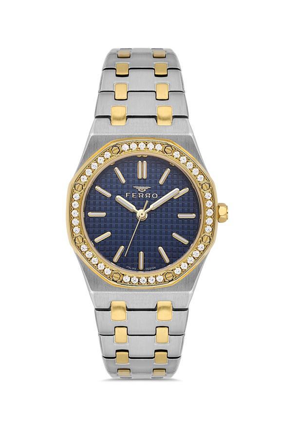 Ferro Sarı ve Gümüş Çelik Kordon Kadın Kol Saati FL43029A-D3 3ATM Su Geçirmez 2 Yıl Garantili - Image 1