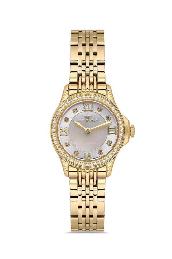 Ferro FL43030A-B Quartz Çelik Altın Rengi 26 mm Kadın Kol Saati - Image 1