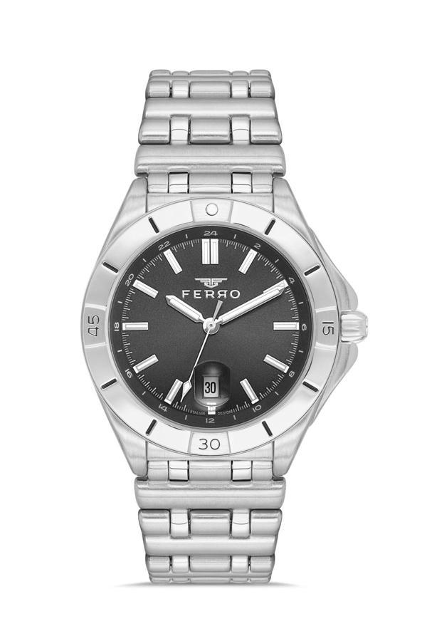 Ferro FM43017A-A2 Quartz Çelik Gri Siyah Kadran 41 mm Erkek Kol Saati - Image 1