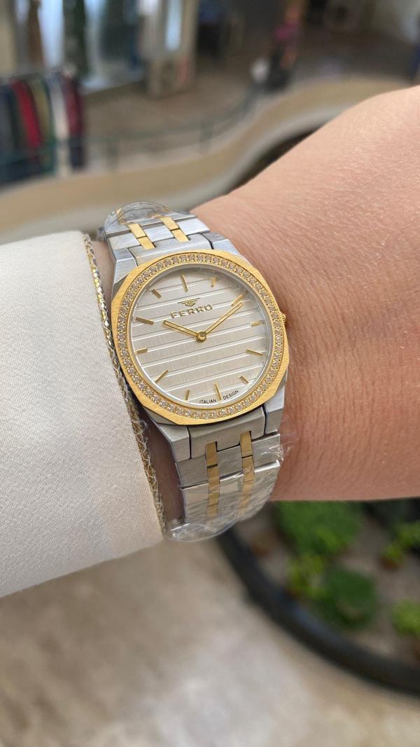 Ferro Quartz Çelik Altın/Gri Gümüş Kadran 32 mm Kadın Kol Saati - Image 1