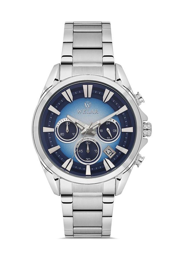 Wel2510-1 Erkek Kol Saati Kronometreli, Çelik Kasa Kordon, Su Geçirmez, Silver Renk - Image 1