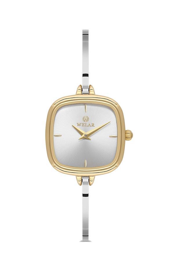 Wel 2501-4 Kadın Kol Saati –Yarım Kelepçe Model, Gold Silver Renk, 3 ATM Suya Dayanıklı - Image 1