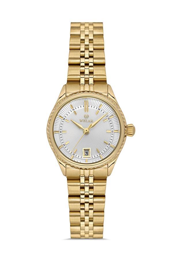 Wel 2511-6 Kadın Kol Saati – Çelik Kasa & Kordon, Takvimli, Gold Renk, 3 ATM Suya Dayanıklı - Image 1