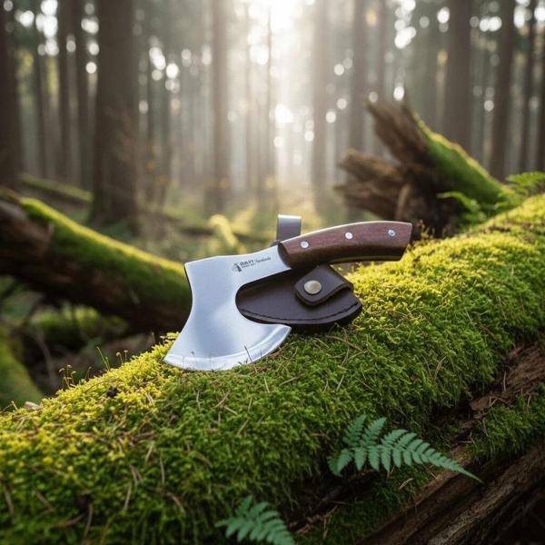 El Yapımı Yerli Üretim Deri Kılıflı Outdoor Kamp Baltası - Image 1