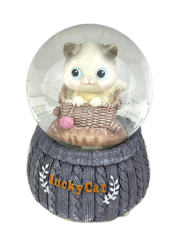 Şanslı Kedi - Lucky Cat Işıklı ve Müzikli Kar Küresi Büyük Boy - Image 1