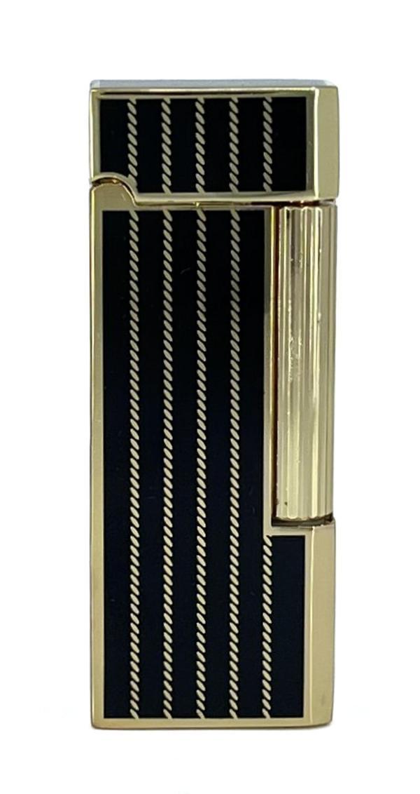 Zenit Altın Renk Şeritli Soft Flame Çakmak - Siyah - Image 1