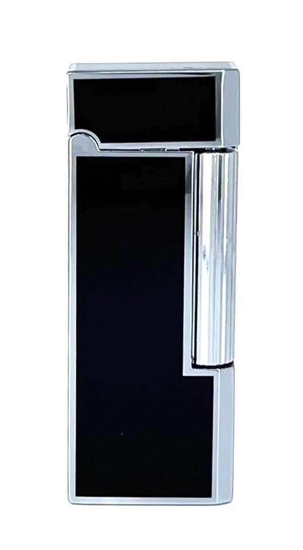 Zenit Krom Rengi Köşeli Soft Flame Çakmak - Siyah - Image 1