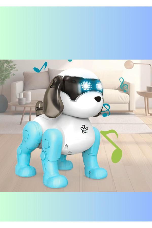 Boratila Toys Işıklı Müzikli Kuyruk Sallayan Pilli Sevimli Robot Köpek Mavi - Image 1