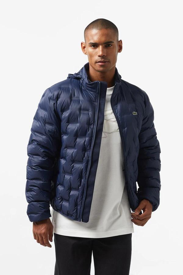 Lacoste Modern Kapitone Down Fill Jacket Kaztüyü Dolgu Gizli Kapüşonlu Lacivert Mont - Image 1