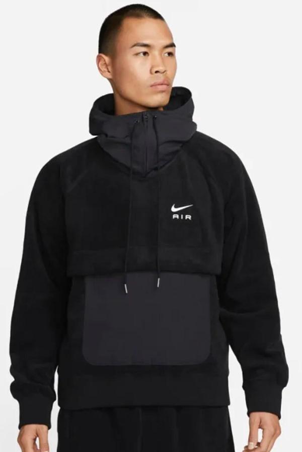 Nike Air Winterized Terma Fit Pullover Loose Fit Mens Hoodie Erkek Bol Kesim Kapüşonlu Polar Sweatshirt Siyah - Image 1