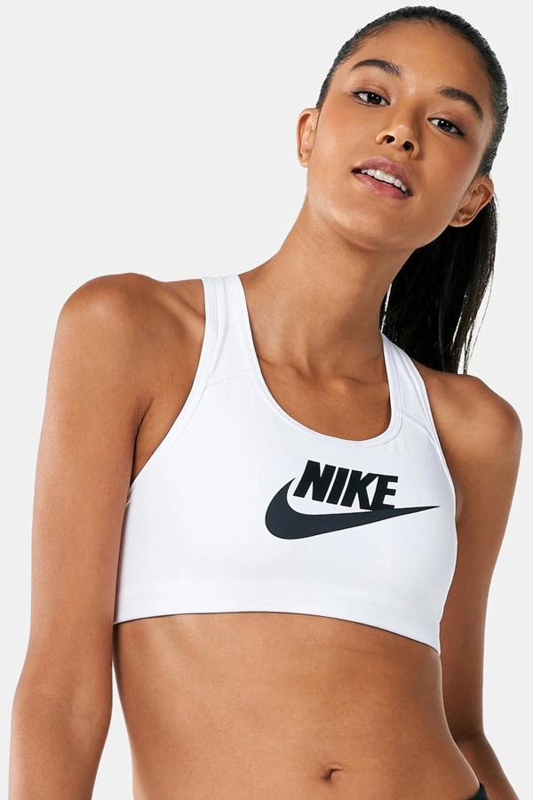 Nike Training Futura Swoosh Medium Support Sports Bra Kadın Spor Büstiyer Bra Beyaz - Image 1