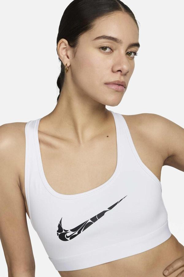 Nike Dri-Fit Swoosh Graphic Light Support Bra Kadın Spor Bra Beyaz - Image 1