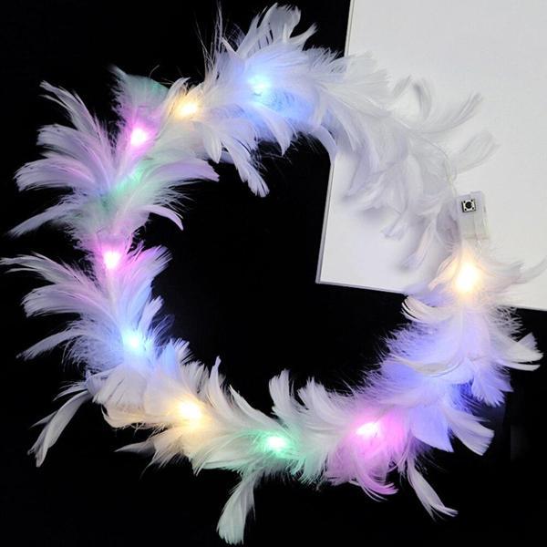 Led Işıklı RGB 3 Fonksiyonlu Otrişli Parti Tacı Beyaz Renk - Image 1