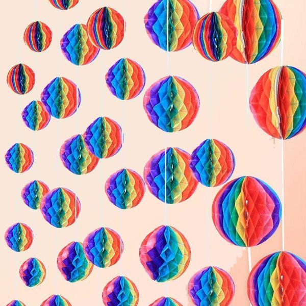 Rengarenk Kağıt Süs Fener 30 cm 1 adet - Image 1