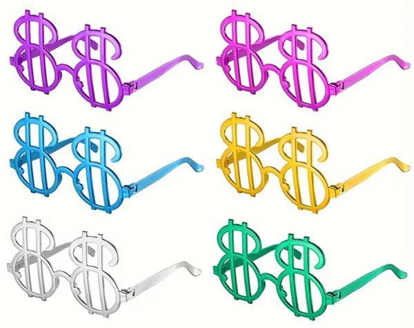Dolar Şekilli Metalize Parti Gözlüğü 6 Adet - Image 1