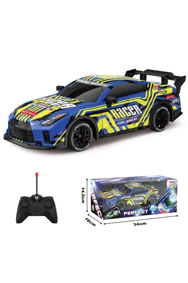 Boratila Toys 1:18 Işıklı Demolu Full Fonksiyon Uzaktan Kumandalı Sarı-Mavi Yarış Arabası - Image 1