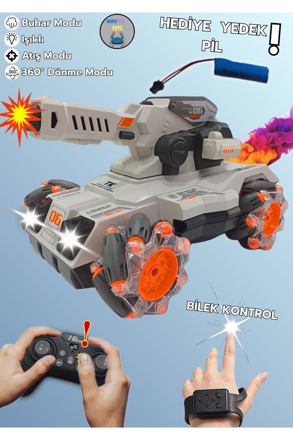 Boratila Toys 2.4Ghz Uzaktan Kumandalı Tank - Duman Modlu, Atan, 360 Dönen, Parmak Ve Kumanda Kontrollü - Image 1