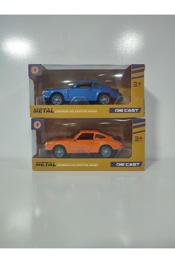 Boratila Toys Nostalji 12 Cm Çek Bırak Turuncu Porsche Ve Mavi Porsche 2 Li Set - Image 1