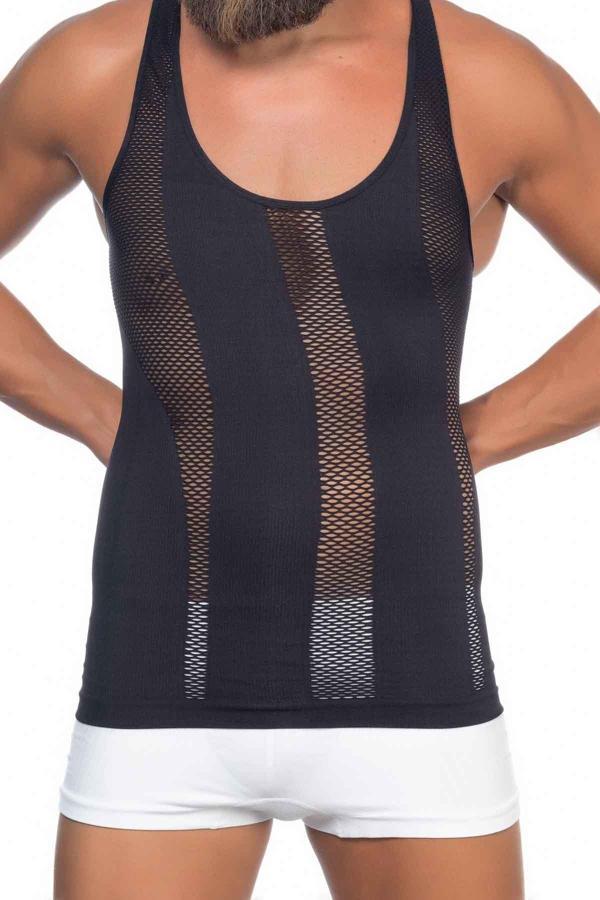 Siyah Mı Emay E1009 Fileli Erkek Korse Atlet - Image 1