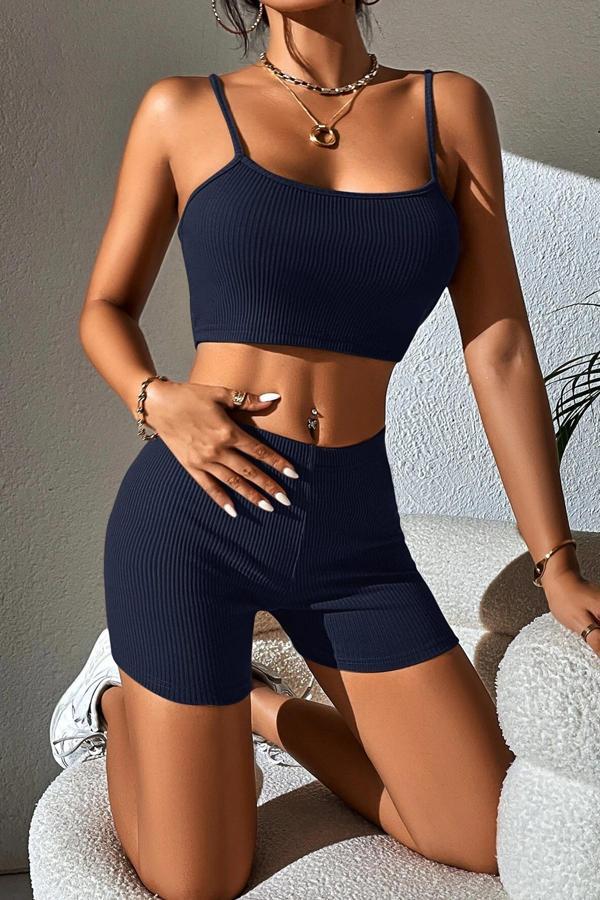 Kadın Lacivert Şortlu Kaşkorse Gecelik Takım - Image 1