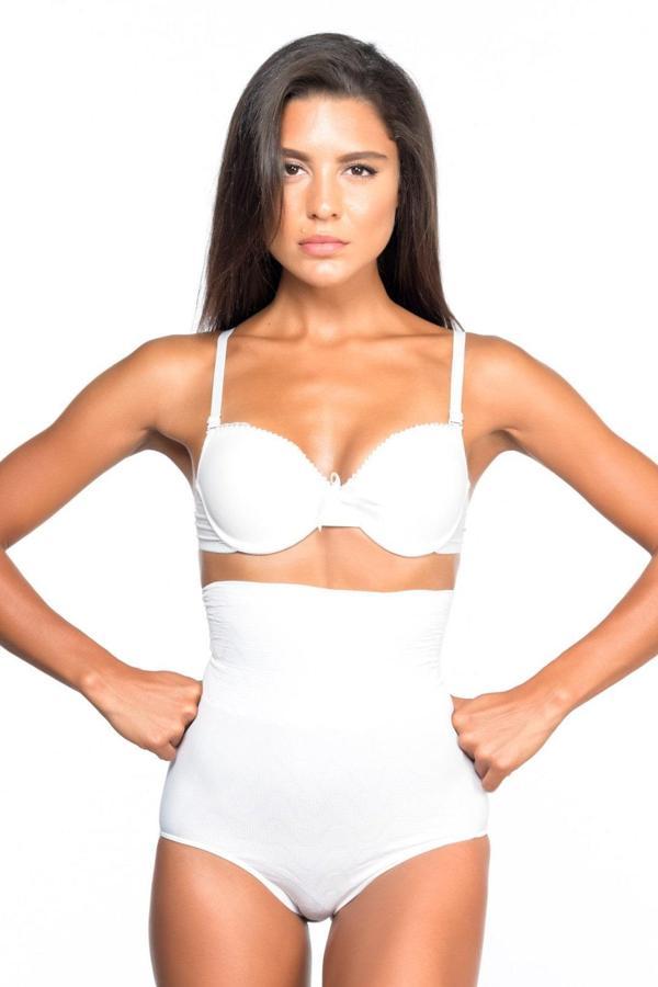 Beyaz Mı Emay 2079 Yüksek Bel Desenli Double Slip Korse - Image 1