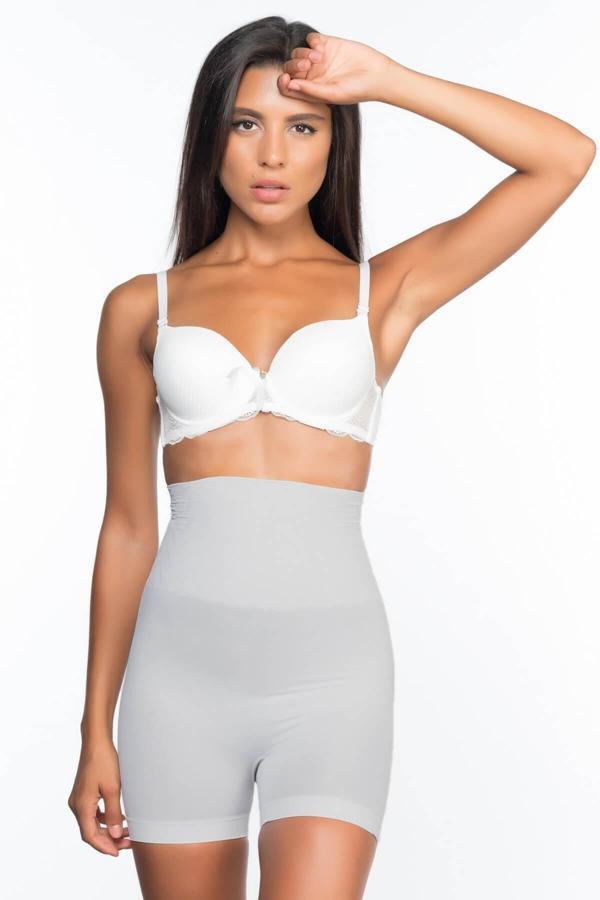 Ekru Mı Emay 2075 Yüksek Bel Desenli Double Kısa Paça Korse - Image 1