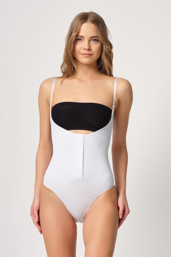 Beyaz Mı Emay 2043 Göğsü Açık Agraflı Body Korse - Image 1