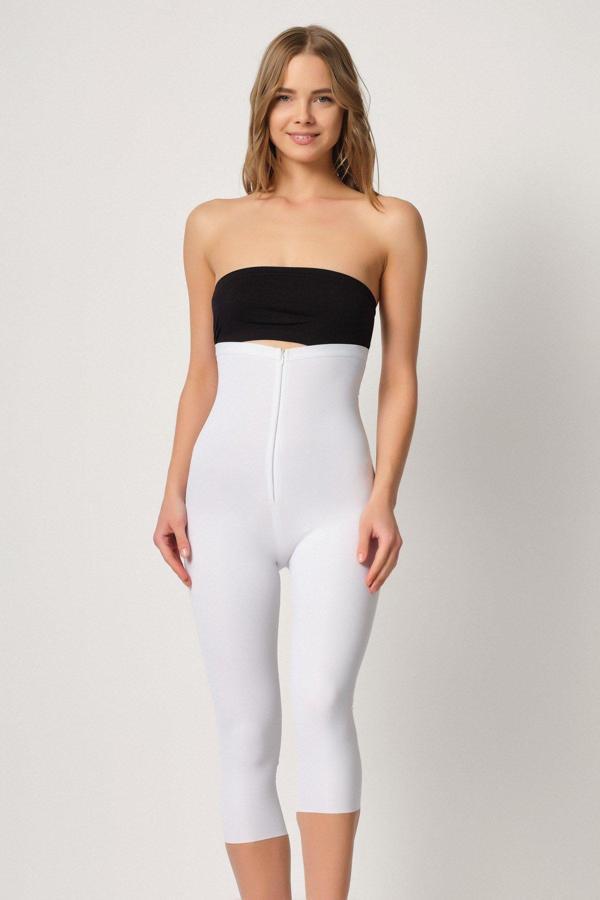 Beyaz Mı Emay 2868 Fermuarlı Kapri Tayt Lazer Korse - Image 1