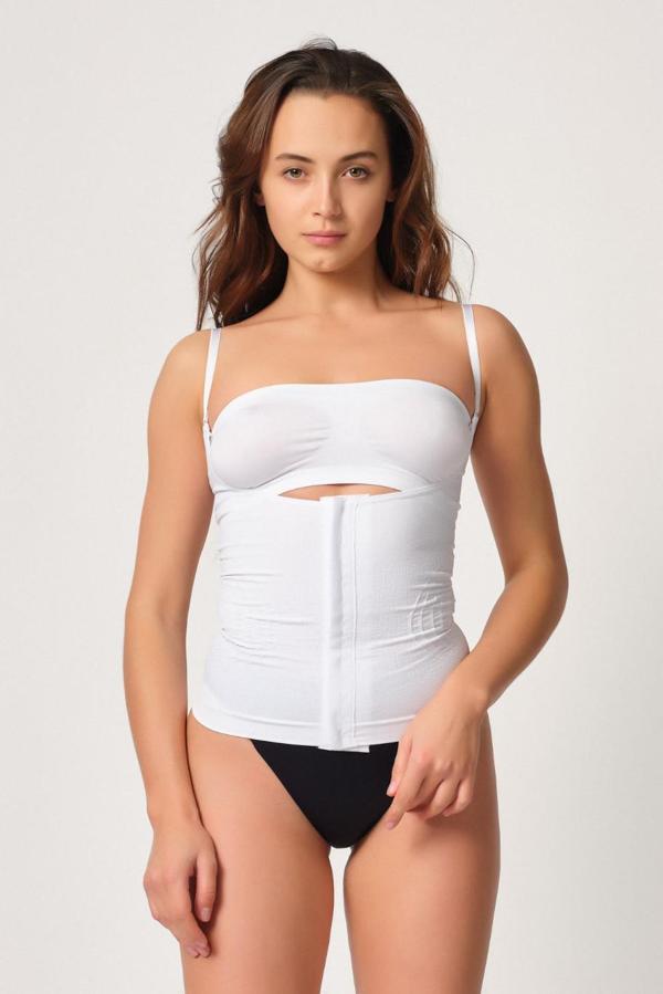 Beyaz Mı Emay 2030 Agraflı Göğsü Açık Atlet Korse - Image 1